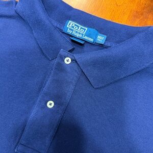 Polo by Ralph Lauren Mens 3XLT Long Sleeve Pique Polo Shirt Navy Blue Big Tall